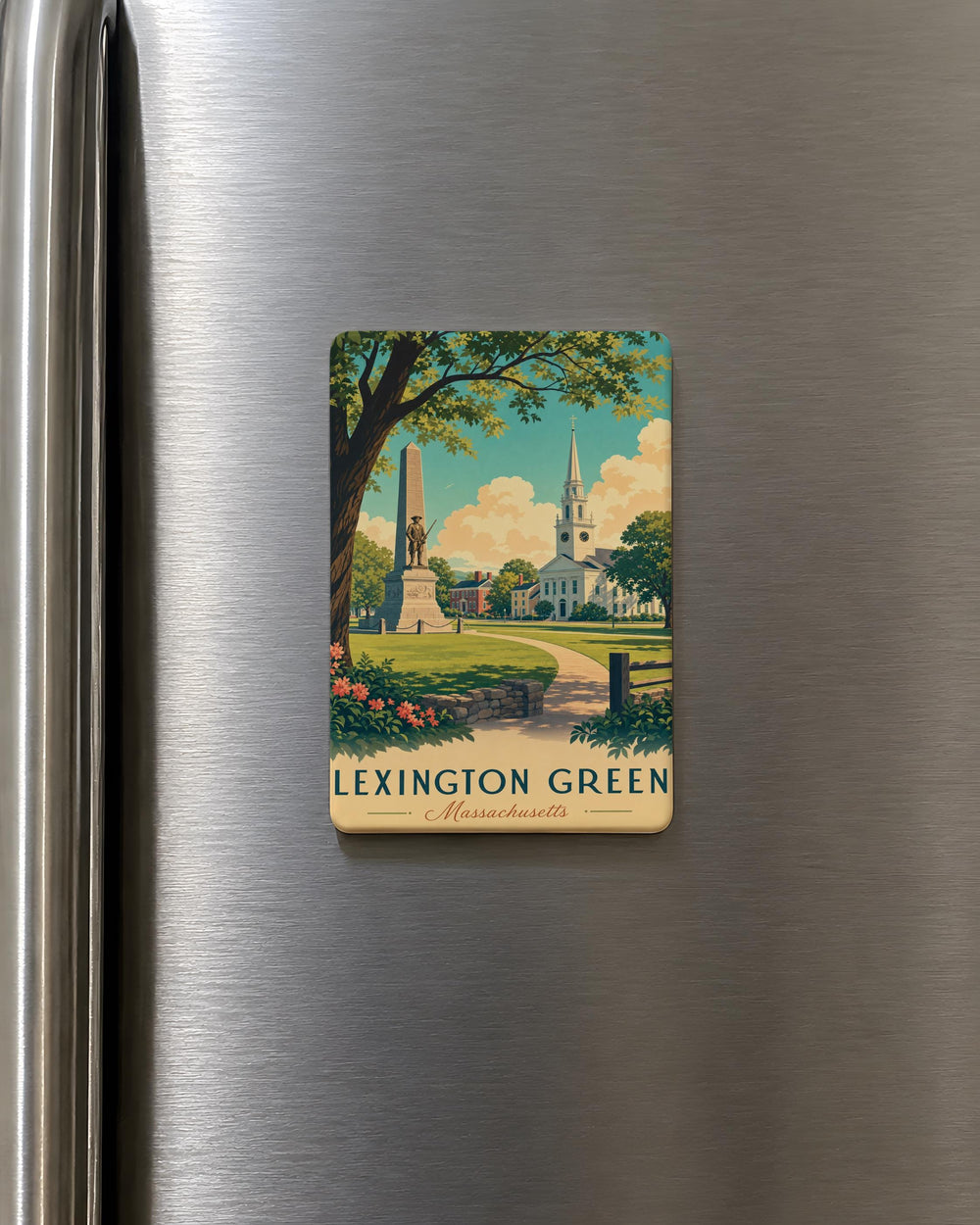 Lexington Green Fridge Magnet, Lexington MA Historic Battle Green Landmark Souvenir Magnet, Massachusetts Travel Gift