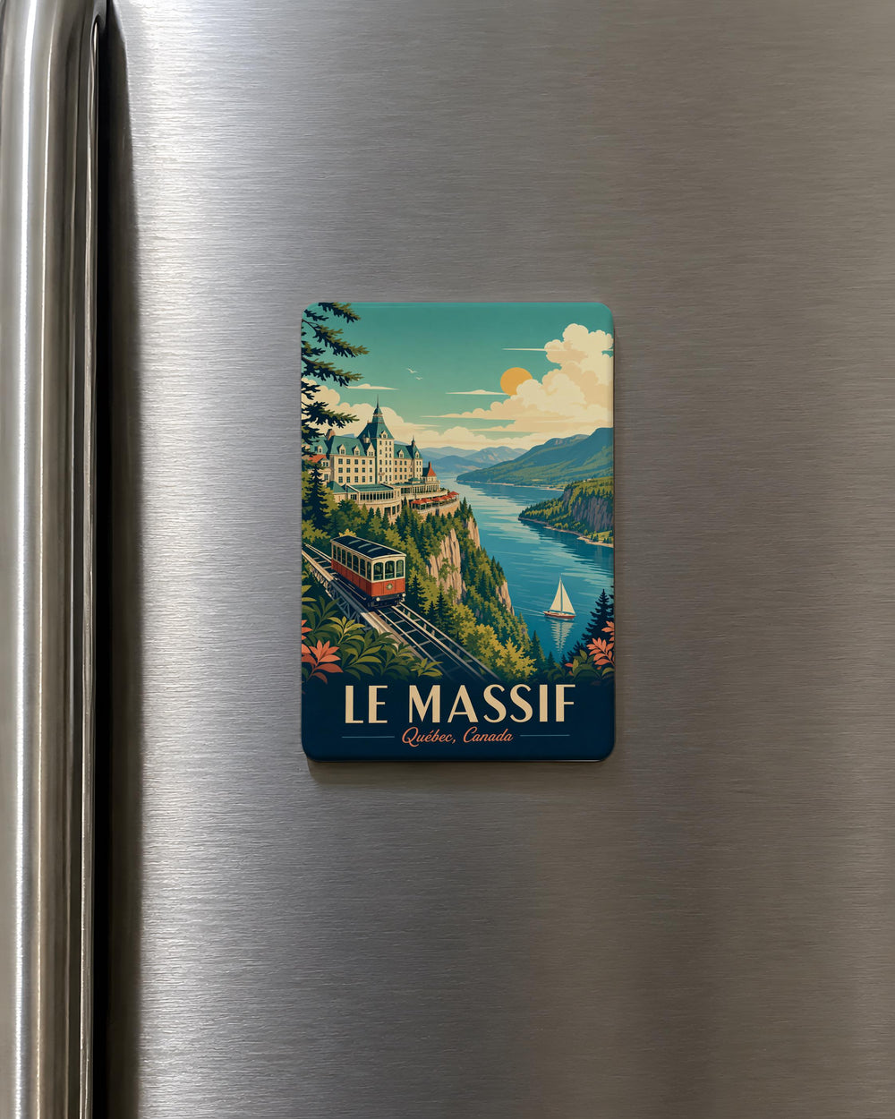 Le Massif Fridge Magnet, Mountain Ski Resort Souvenir Magnet, Quebec Canada Travel Keepsake Magnet