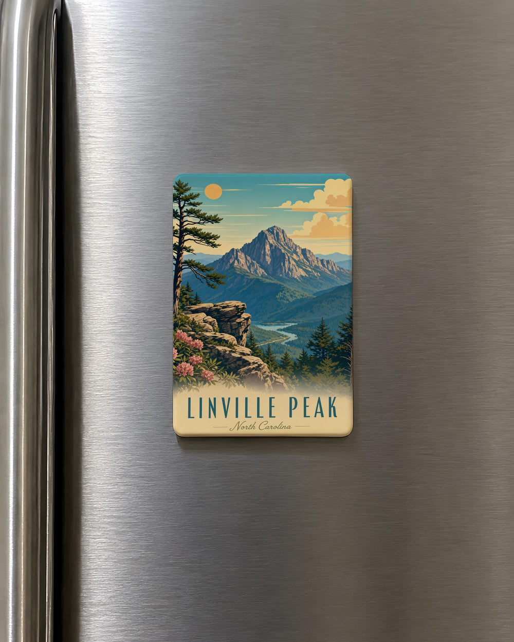 Linville Peak Fridge Magnet, North Carolina Mountain Souvenir Magnet, Blue Ridge Mountains Travel Keepsake Magnet
