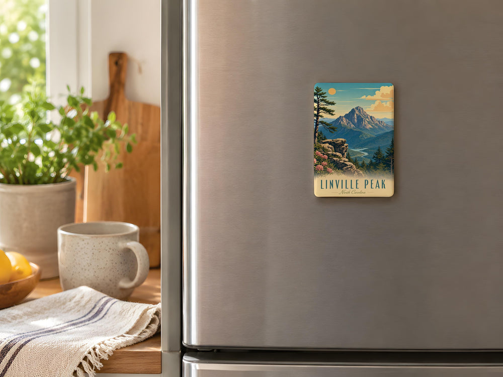 Linville Peak Fridge Magnet, North Carolina Mountain Souvenir Magnet, Blue Ridge Mountains Travel Keepsake Magnet