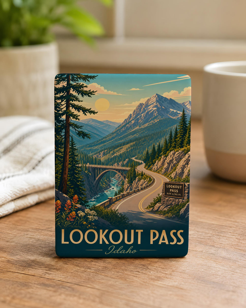 Lookout Pass Fridge Magnet, Mountain Pass Landmark Souvenir, Idaho Montana Travel Gift, Scenic Road Trip Keepsake Magnet