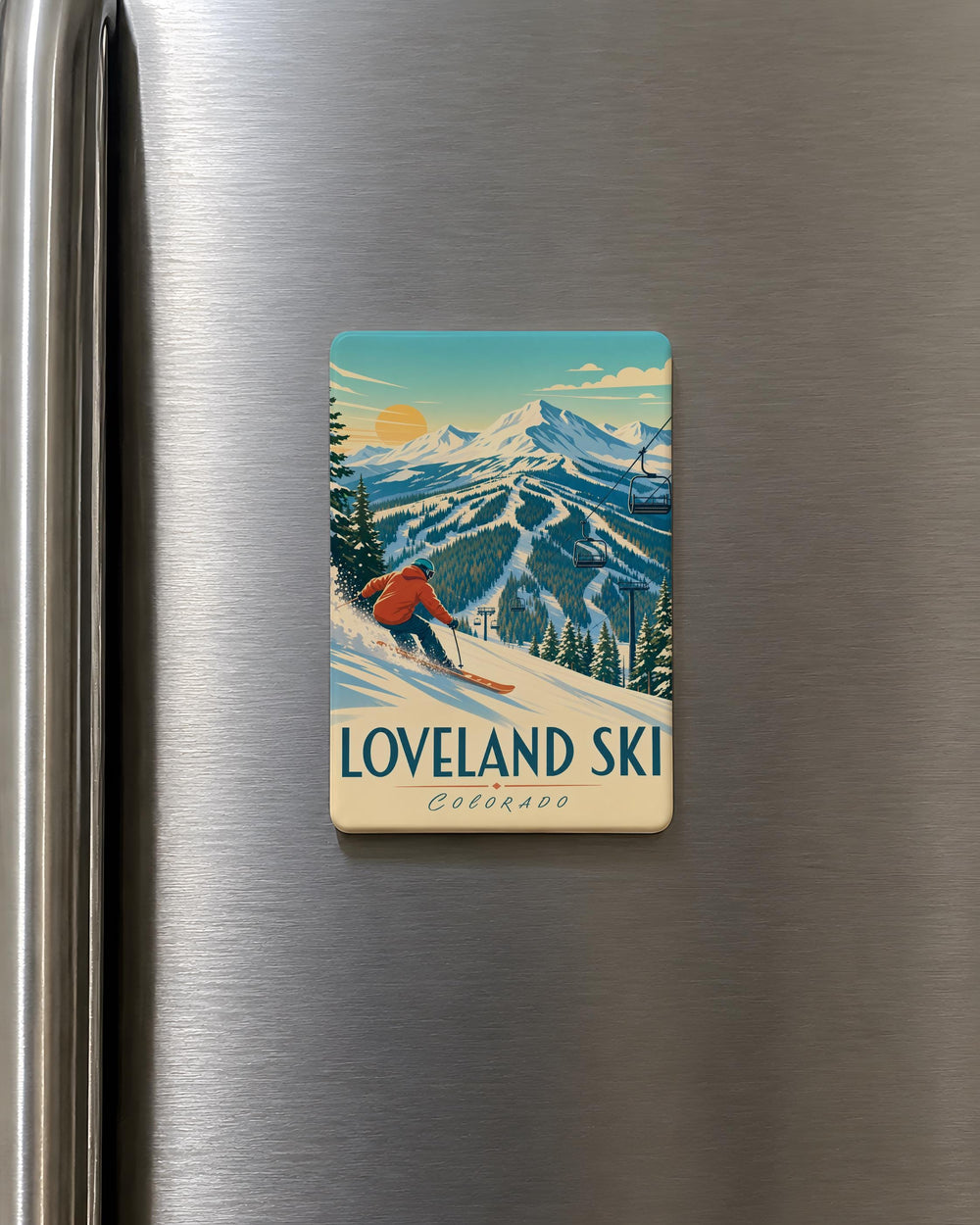Loveland Ski Fridge Magnet, Colorado Ski Resort Souvenir, Mountain Skiing Travel Keepsake Magnet