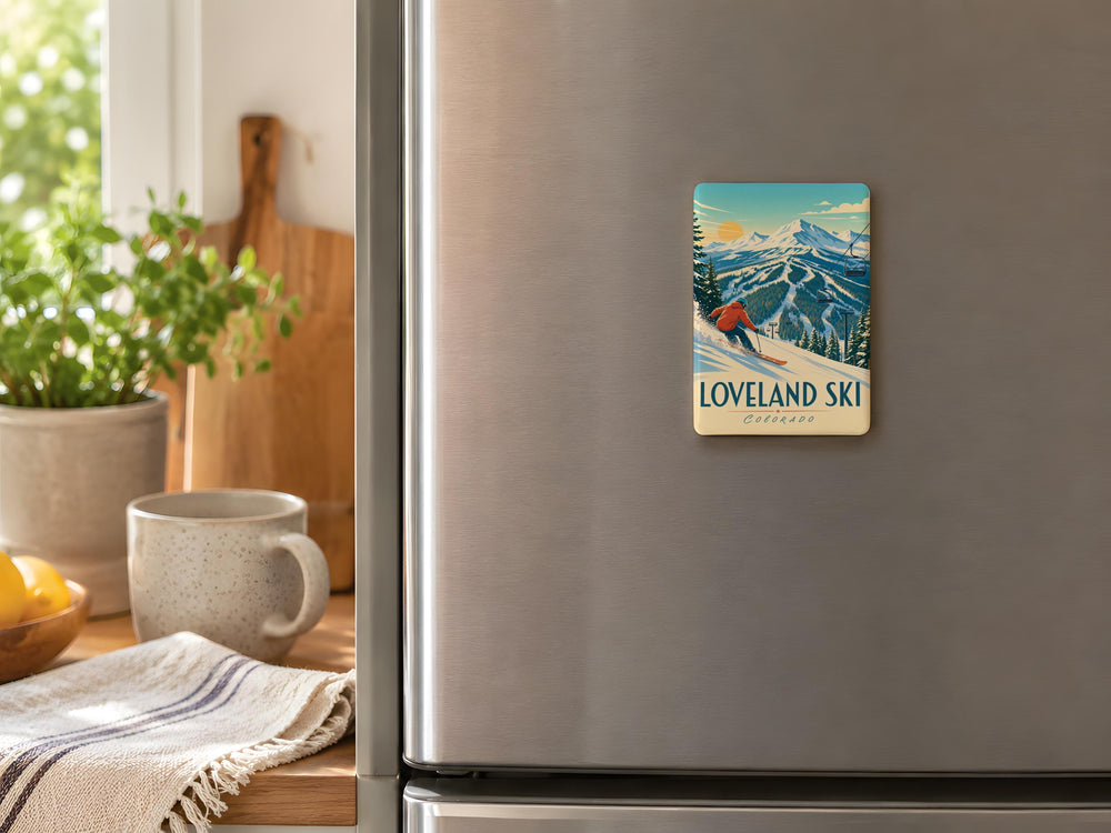 Loveland Ski Fridge Magnet, Colorado Ski Resort Souvenir, Mountain Skiing Travel Keepsake Magnet