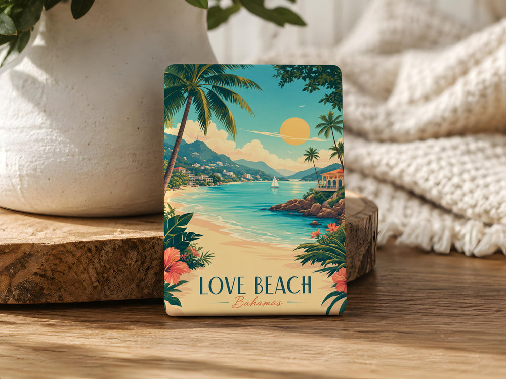 Love Beach Fridge Magnet, Beach Lover Gift, Summer Vacation Magnet, Coastal Decor Magnet, Seaside Love Souvenir Magnet