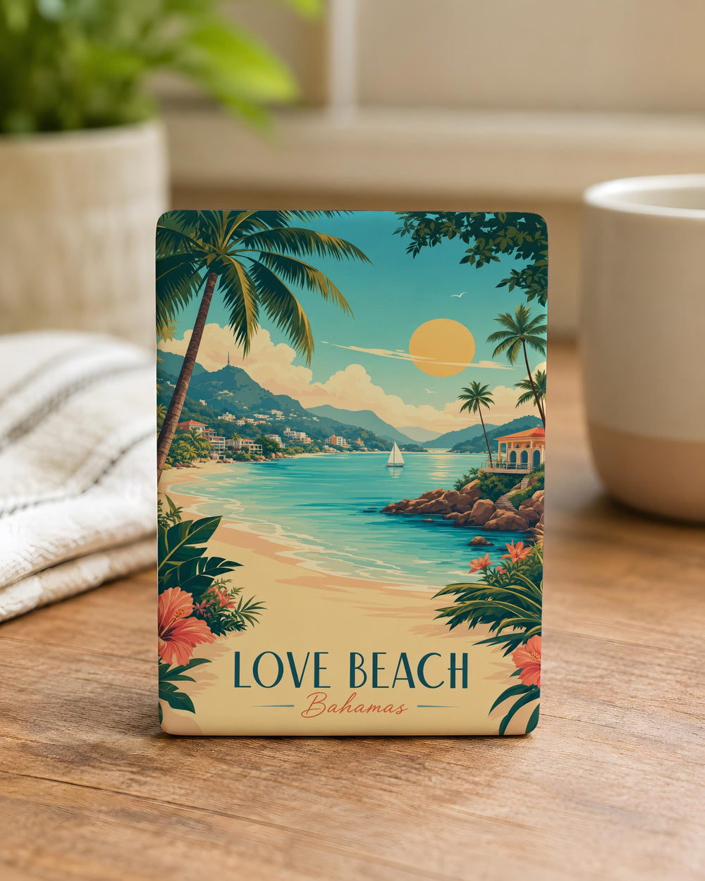 Love Beach Fridge Magnet, Beach Lover Gift, Summer Vacation Magnet, Coastal Decor Magnet, Seaside Love Souvenir Magnet