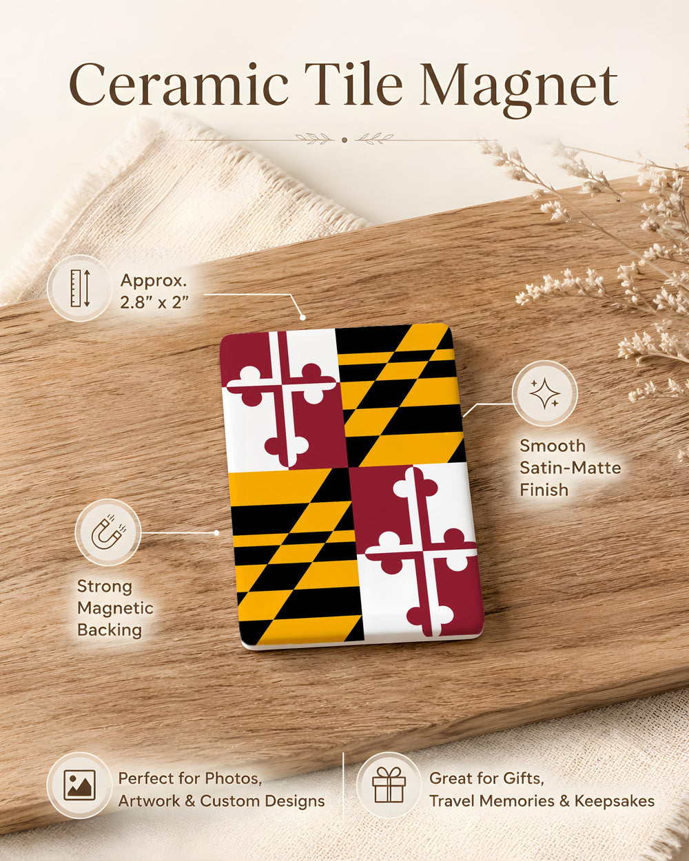 Maryland State Flag Fridge Magnet, Maryland Souvenir Magnet, State Pride Refrigerator Magnet, Maryland Gift for Home Kitchen