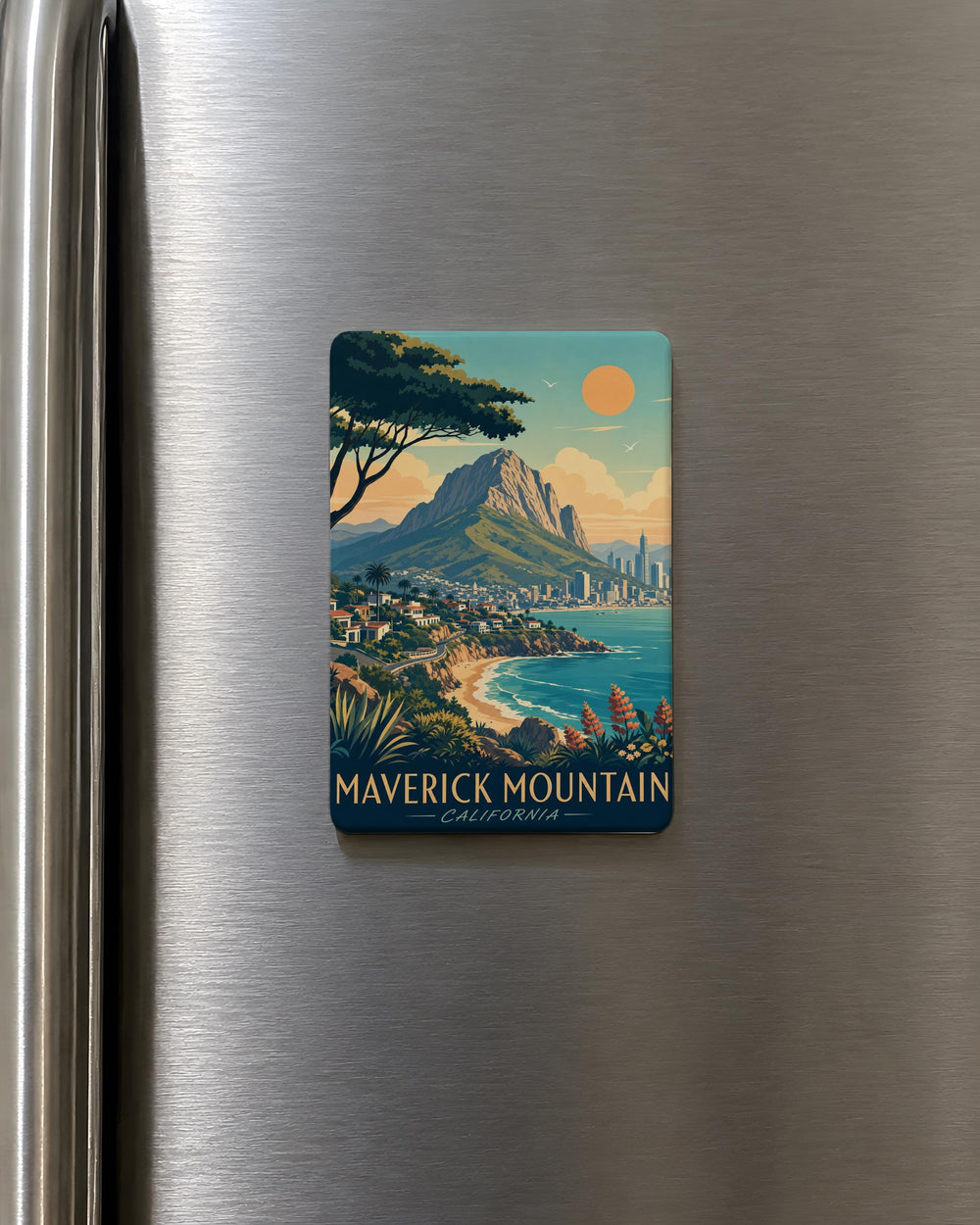 Maverick Mountain Fridge Magnet, Mountain Peak Souvenir Magnet, Outdoor Adventure Hiking Cabin Lodge Refrigerator Magnet