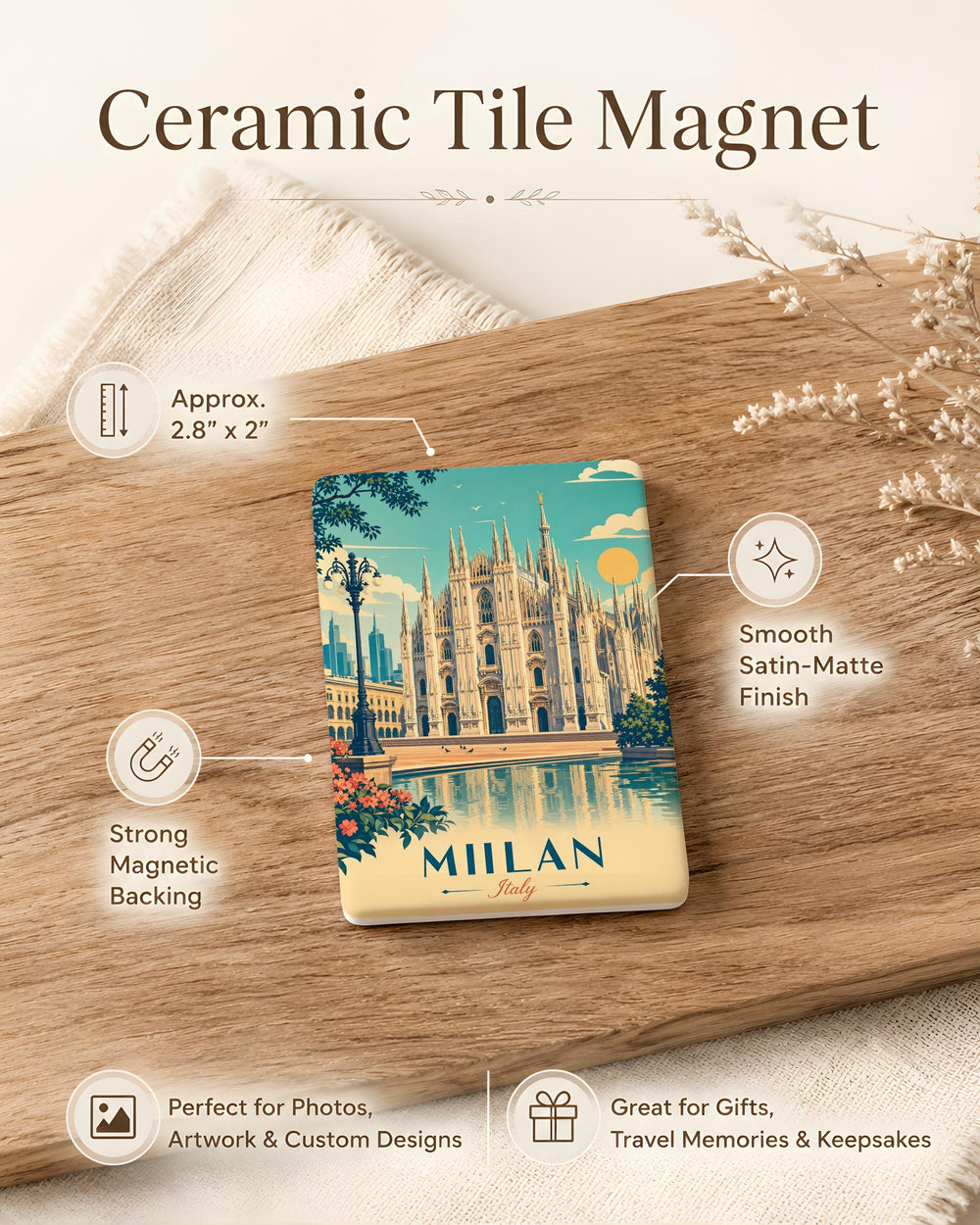 Milan Cathedral Fridge Magnet, Duomo di Milano Souvenir Magnet, Italy Travel Gift, Milano Landmark Kitchen Magnet