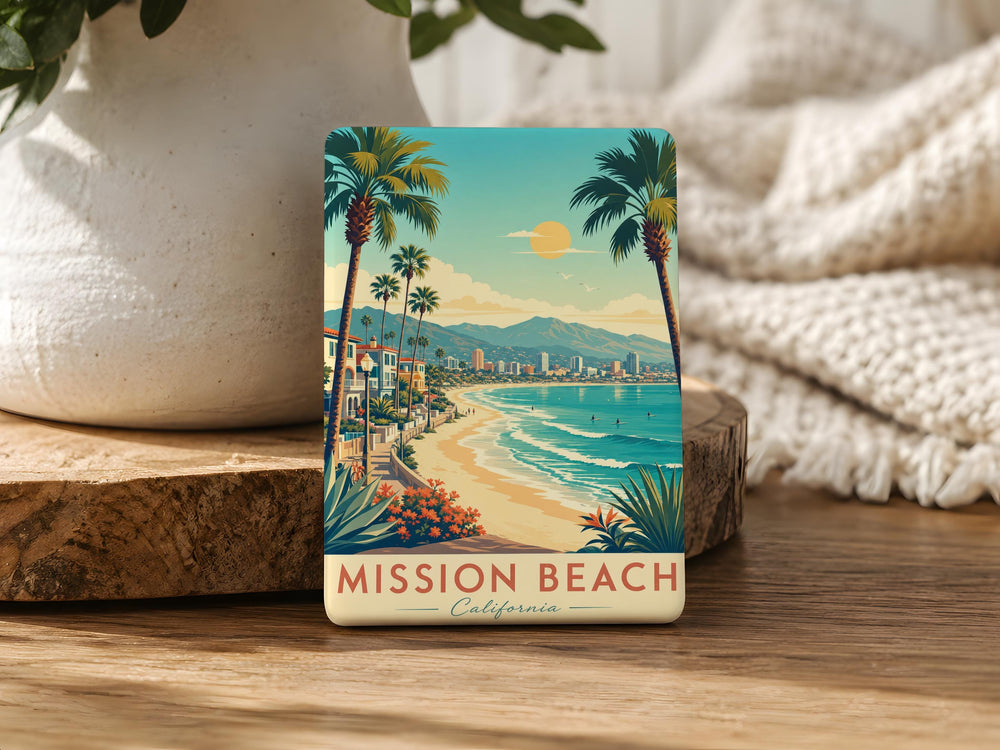 Mission Beach Fridge Magnet, San Diego California Beach Souvenir, Coastal Vacation Travel Keepsake, Oceanfront Landmark Gift