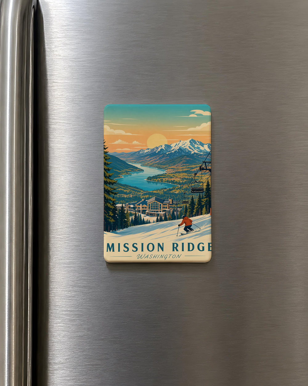 Mission Ridge Fridge Magnet, Mission Ridge Ski Area Souvenir Magnet, Mountain Resort Travel Keepsake, Washington Ski Trip Gift