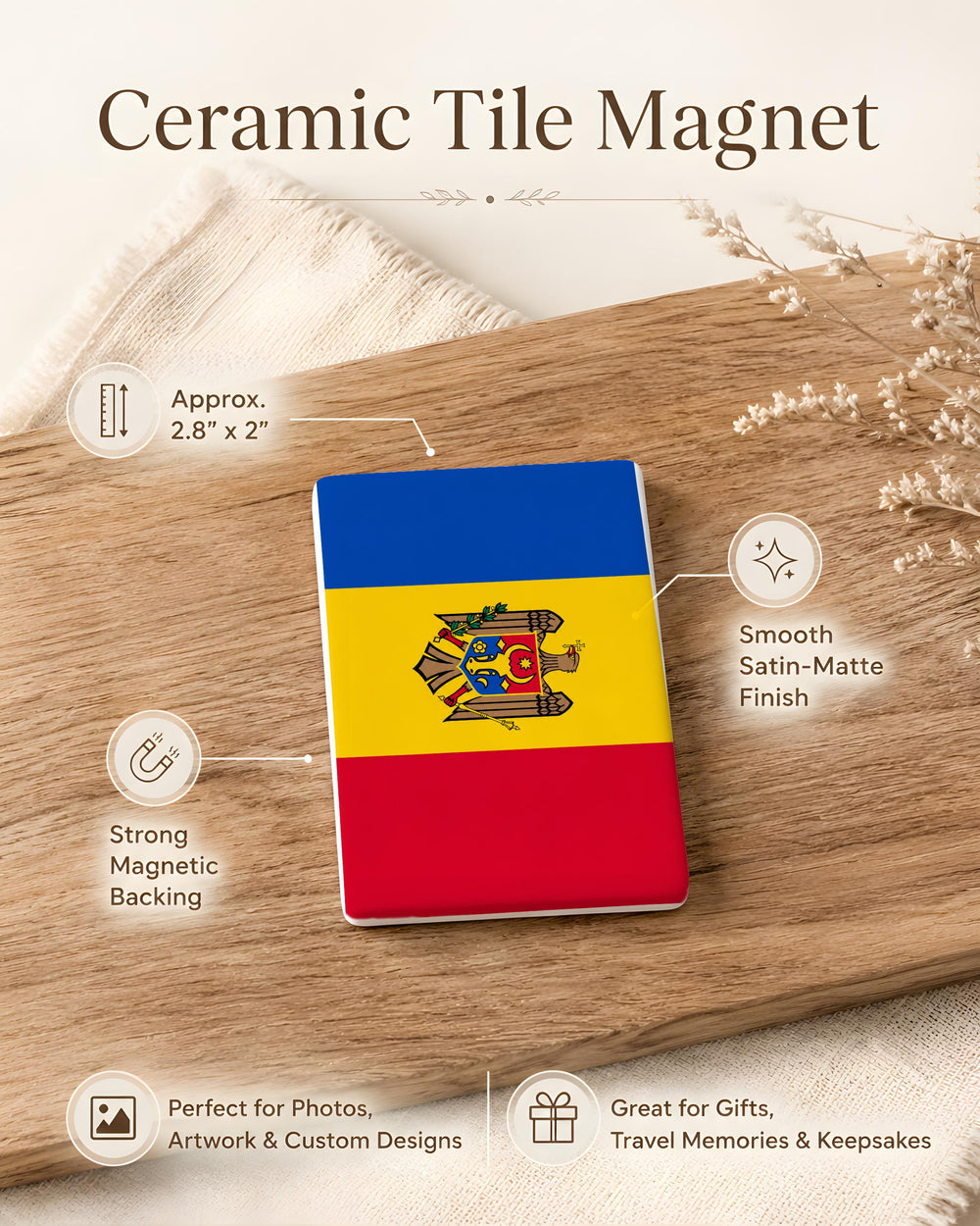 Moldova Flag Fridge Magnet, Moldovan National Flag Magnet, Moldova Souvenir Kitchen Magnet, Eastern Europe Travel Gift
