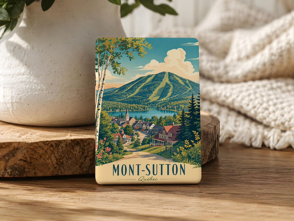 Mont-Sutton Ski Resort Fridge Magnet, Mont Sutton Quebec Mountain Souvenir Magnet, Skiing Destination Travel Keepsake