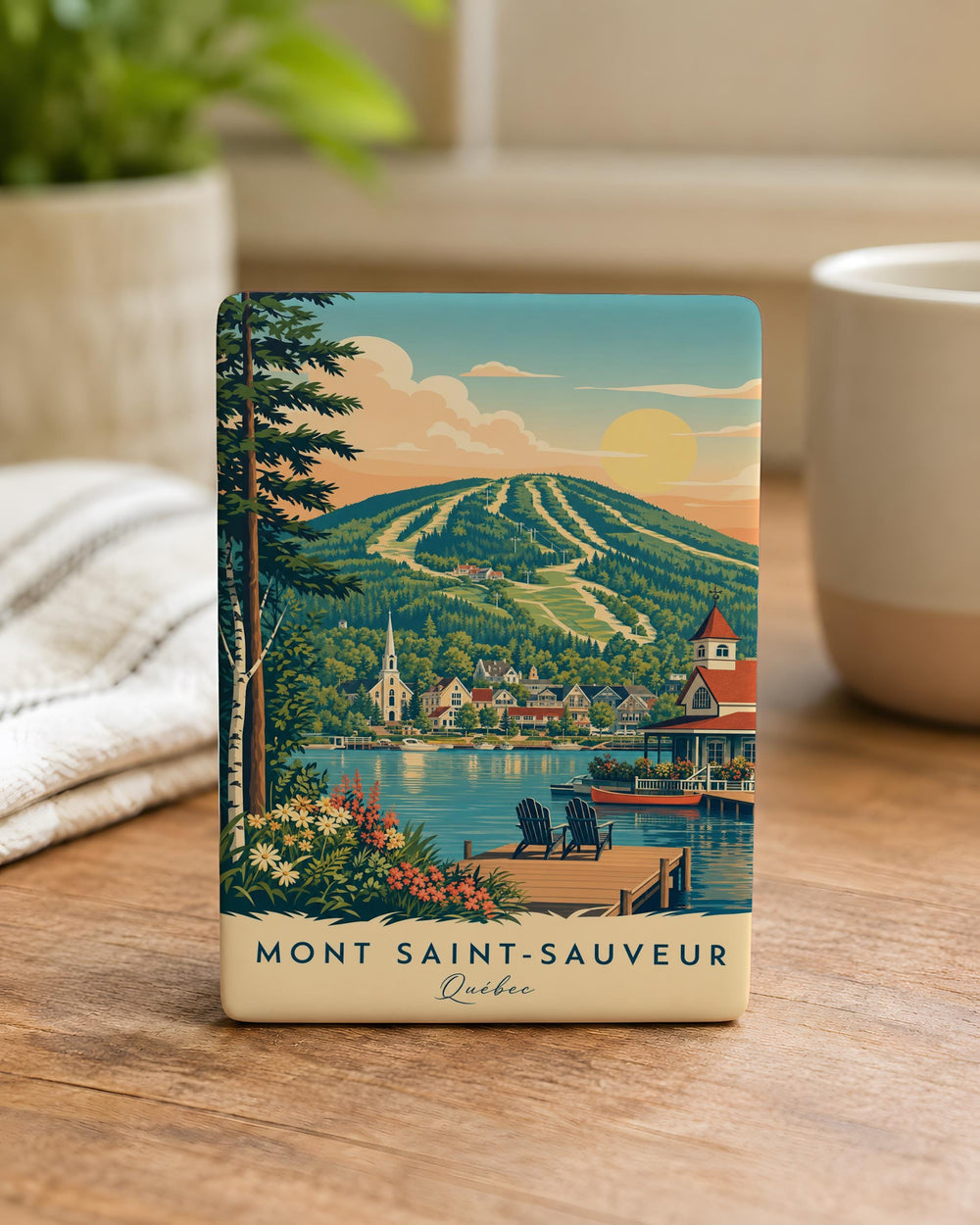 Mont Saint-Sauveur Fridge Magnet, Mont Saint-Sauveur Québec Souvenir Magnet, Canada Travel Landmark Magnet