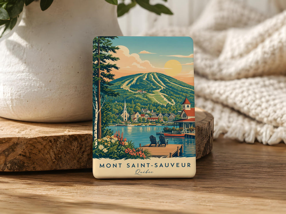 Mont Saint-Sauveur Fridge Magnet, Mont Saint-Sauveur Québec Souvenir Magnet, Canada Travel Landmark Magnet