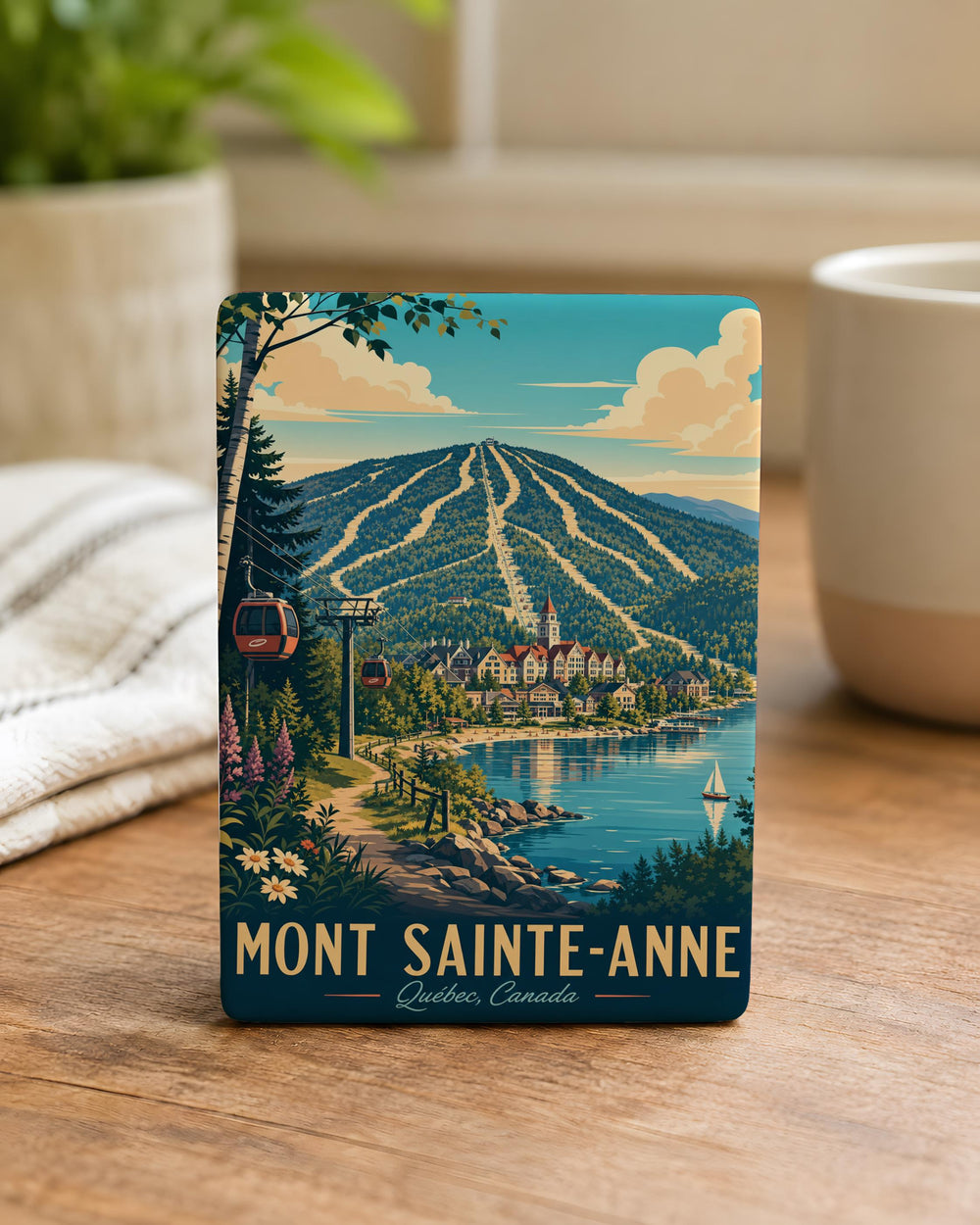 Mont-Sainte-Anne Fridge Magnet, Mont Sainte-Anne Quebec Souvenir Magnet, Ski Resort Mountain Travel Keepsake Magnet