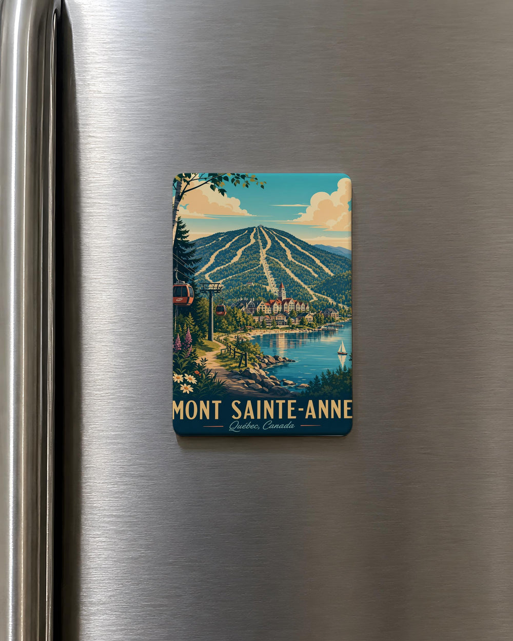 Mont-Sainte-Anne Fridge Magnet, Mont Sainte-Anne Quebec Souvenir Magnet, Ski Resort Mountain Travel Keepsake Magnet