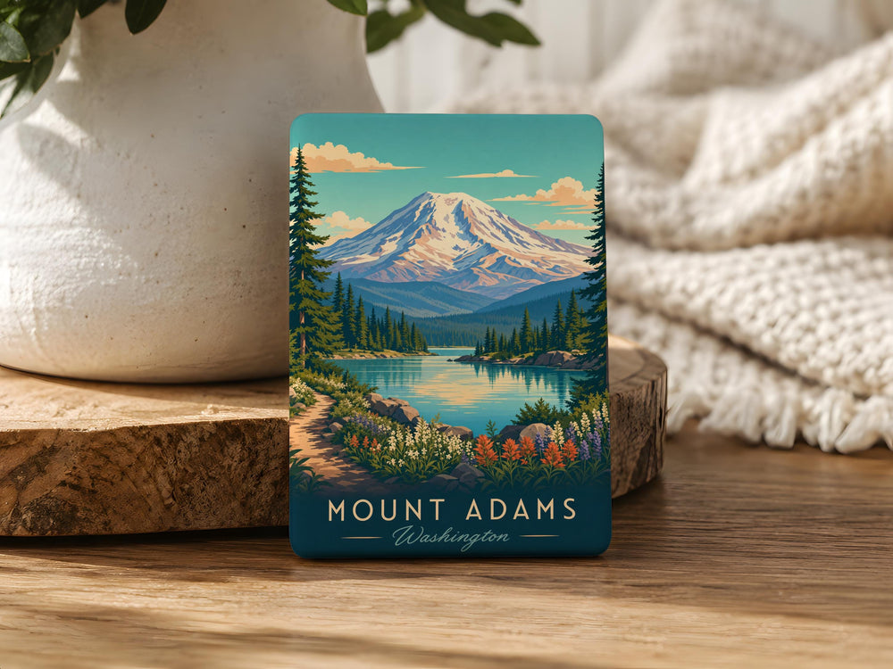 Mount Adams Fridge Magnet, Washington Mountain Souvenir Magnet, Cascade Range Peak Travel Keepsake, Pacific Northwest Decor Magnet