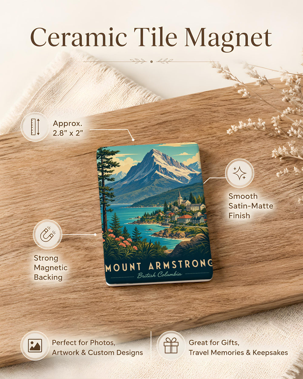 Mount Armstrong Fridge Magnet, Mountain Peak Souvenir Magnet, Hiking Adventure Travel Keepsake, Outdoor Nature Decor Magnet