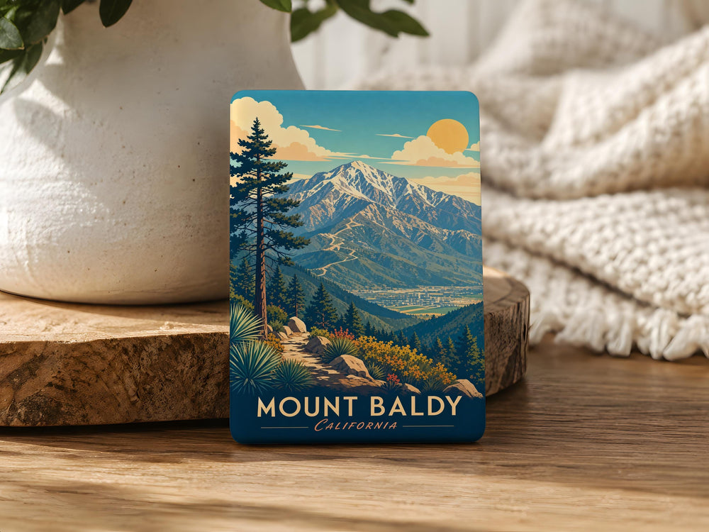 Mount Baldy Fridge Magnet, Mount Baldy Mountain Souvenir Magnet, California Hiking Peak Travel Keepsake Magnet