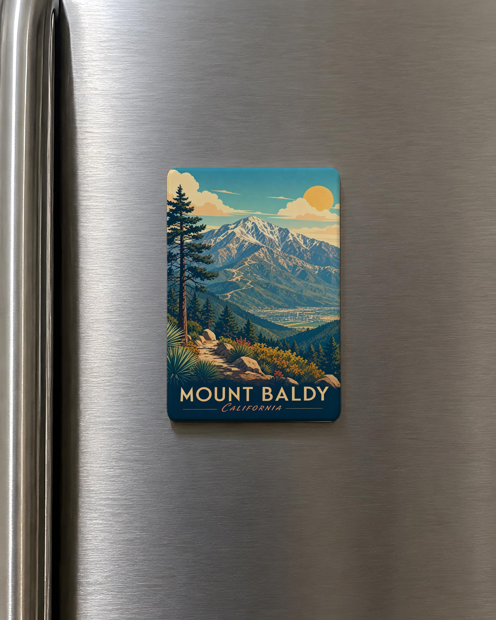 Mount Baldy Fridge Magnet, Mount Baldy Mountain Souvenir Magnet, California Hiking Peak Travel Keepsake Magnet