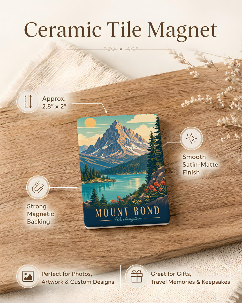 Mount Bond Fridge Magnet, Mountain Peak Summit Souvenir Magnet, Outdoor Adventure Travel Keepsake Magnet
