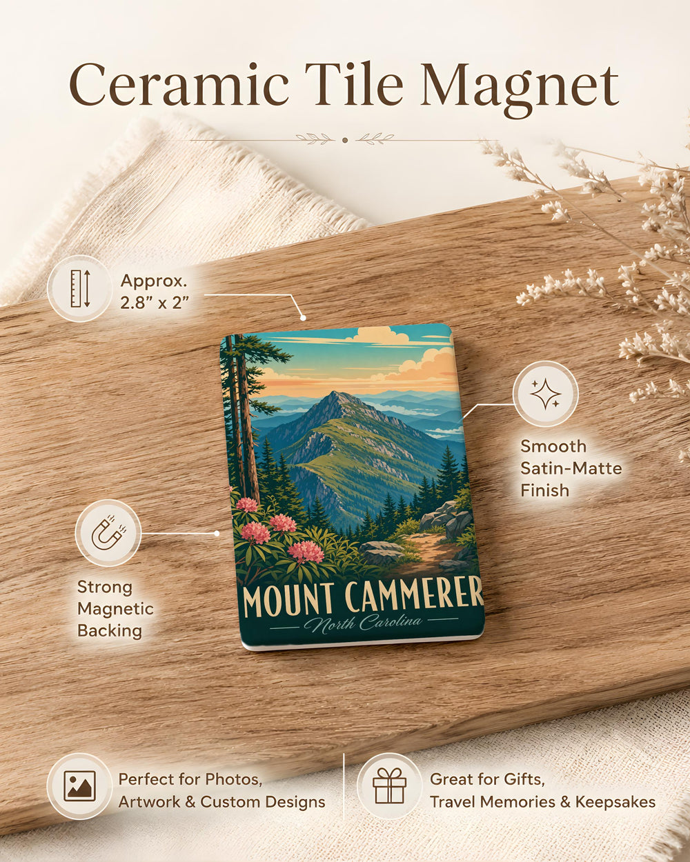 Mount Cammerer Fridge Magnet, Great Smoky Mountains National Park Souvenir, Mountain Landmark Travel Keepsake Magnet