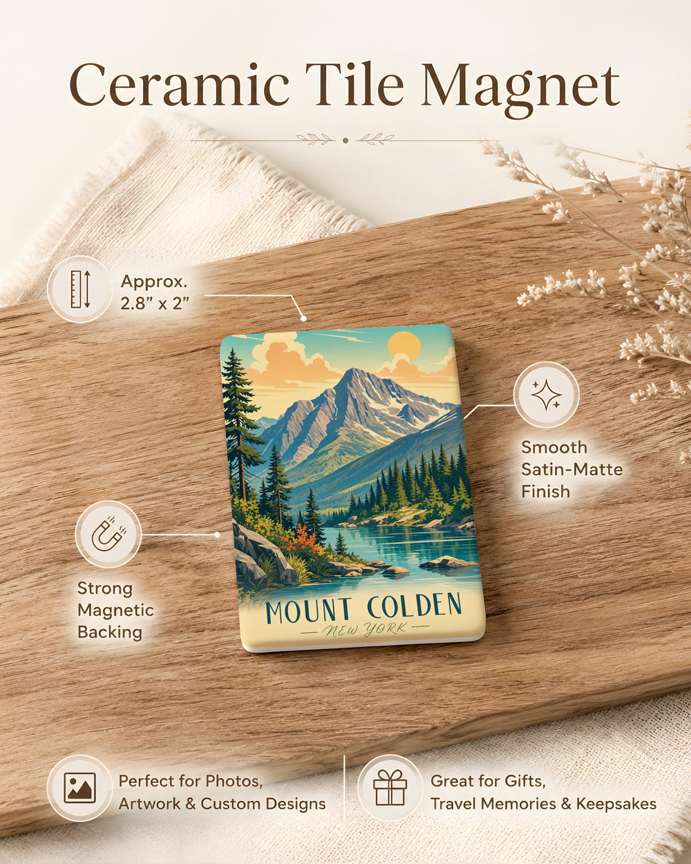 Mount Colden Fridge Magnet, Adirondack High Peaks Mountain Souvenir Magnet, New York Hiking Gift, Summit Landmark Magnet