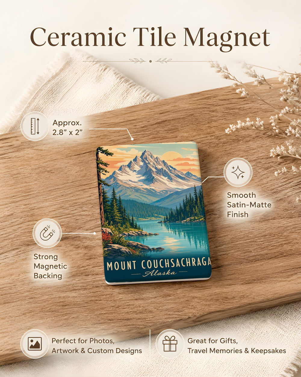 Mount Couchsachraga Fridge Magnet, Adirondack Mountain Souvenir, New York Hiking Peak Keepsake Magnet