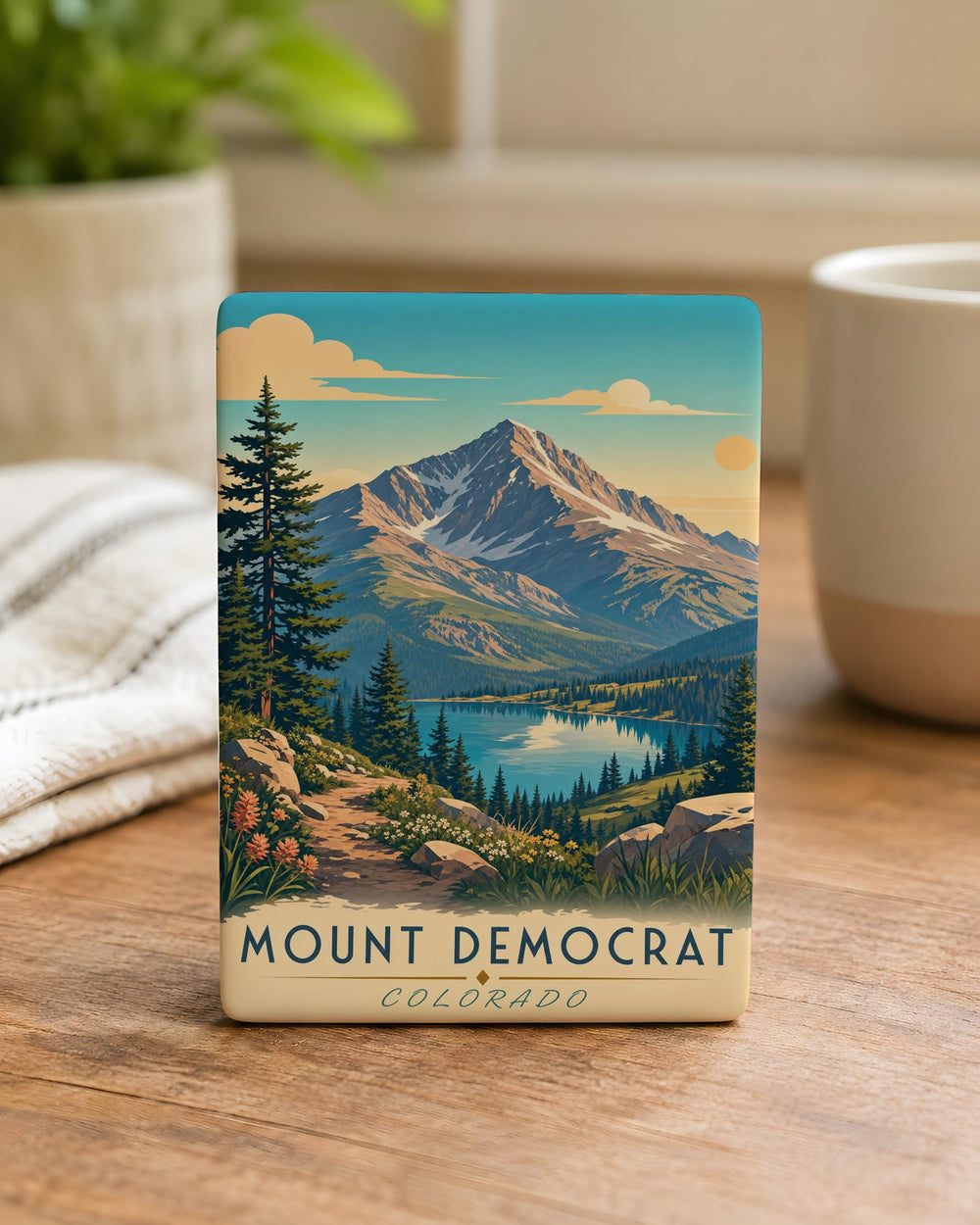 Mount Democrat Fridge Magnet, Colorado Mountain Peak Souvenir Magnet, Hiking Trail Travel Keepsake, Rocky Mountains Decor Gift