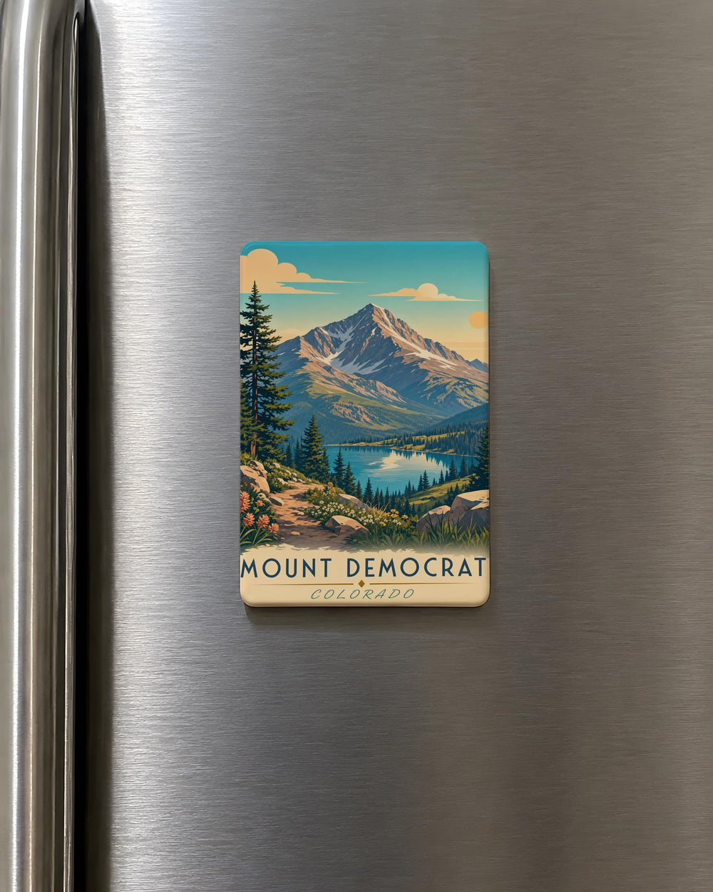 Mount Democrat Fridge Magnet, Colorado Mountain Peak Souvenir Magnet, Hiking Trail Travel Keepsake, Rocky Mountains Decor Gift