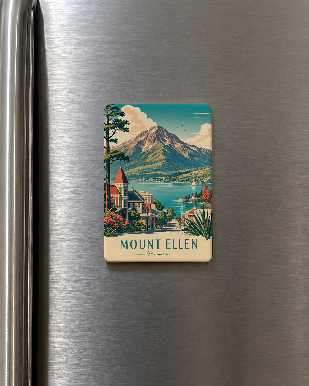 Mount Ellen Fridge Magnet, Vermont Ski Mountain Souvenir Magnet, Mount Ellen Resort Keepsake Magnet, Snowy Mountain Travel Gift