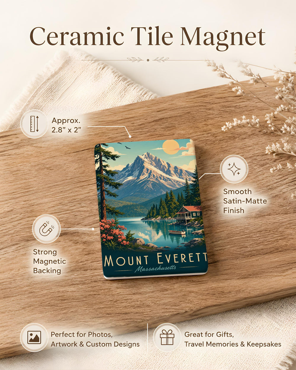 Mount Everett Fridge Magnet, Mount Everett Massachusetts Souvenir Magnet, Berkshire Mountains Travel Keepsake Magnet
