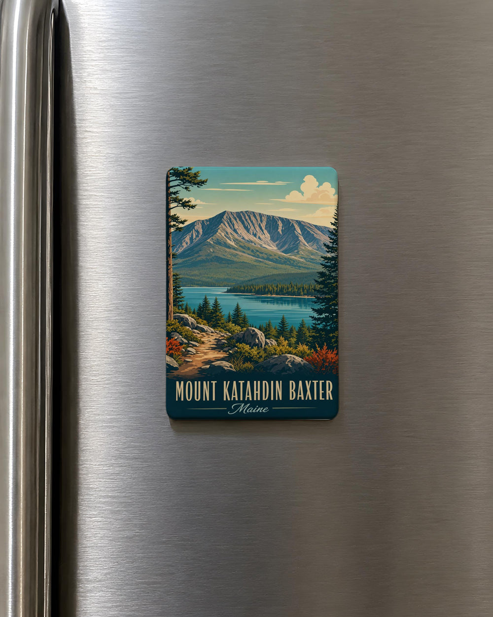 Mount Katahdin Baxter State Park Fridge Magnet, Maine Mountain Souvenir Magnet, Hiking Outdoor Travel Keepsake Gift