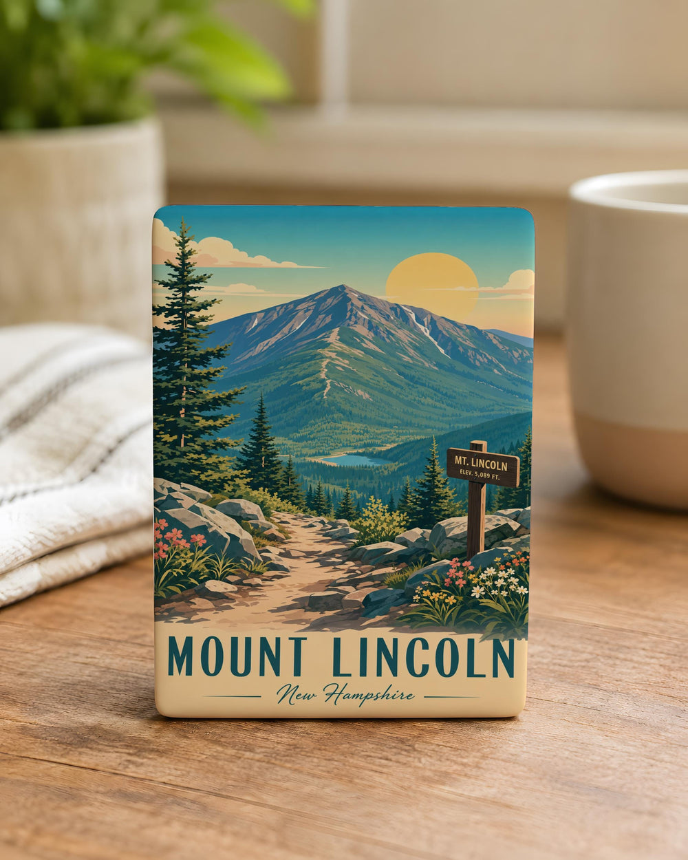 Mount Lincoln New Hampshire Fridge Magnet, White Mountains Summit Souvenir, NH Hiking Trail Travel Keepsake Magnet