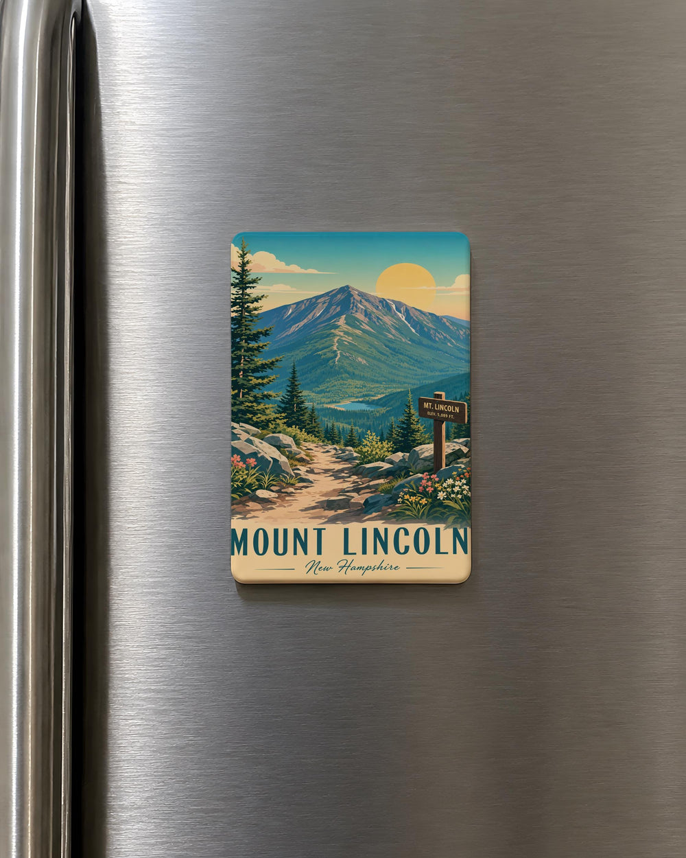 Mount Lincoln New Hampshire Fridge Magnet, White Mountains Summit Souvenir, NH Hiking Trail Travel Keepsake Magnet