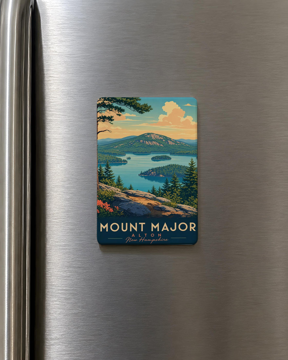 Mount Major Fridge Magnet, New Hampshire Mountain Summit Souvenir Magnet, Lakes Region Hiking Outdoor Travel Keepsake