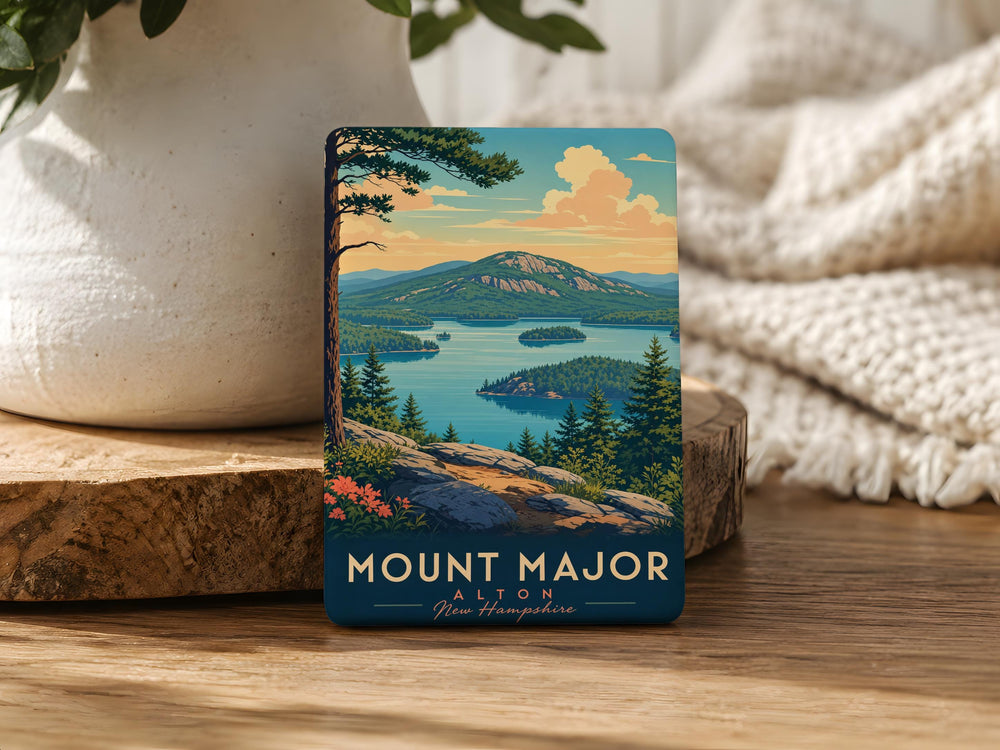 Mount Major Fridge Magnet, New Hampshire Mountain Summit Souvenir Magnet, Lakes Region Hiking Outdoor Travel Keepsake