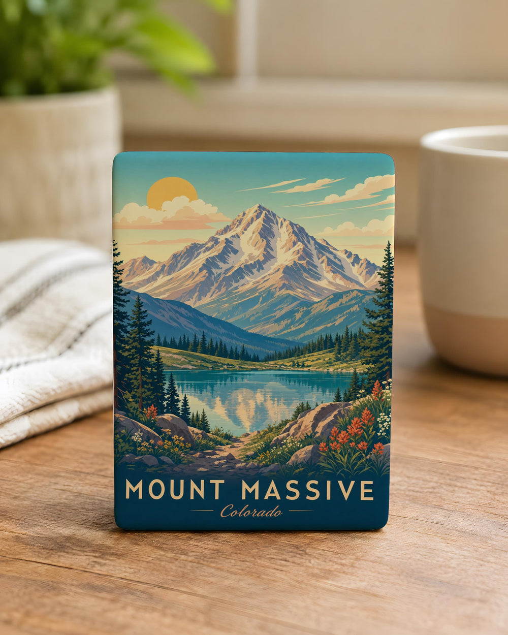 Mount Massive Fridge Magnet, Mountain Peak Landmark Souvenir Magnet, Outdoor Adventure Travel Keepsake Kitchen Decor