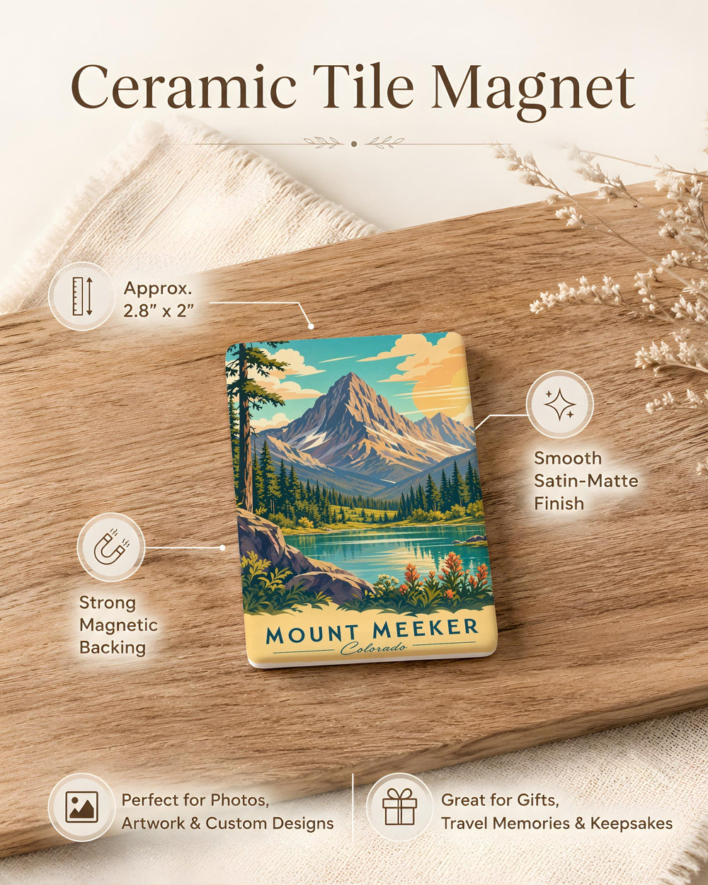 Mount Meeker Fridge Magnet, Colorado Mountain Peak Souvenir Magnet, Rocky Mountain National Park Keepsake Gift