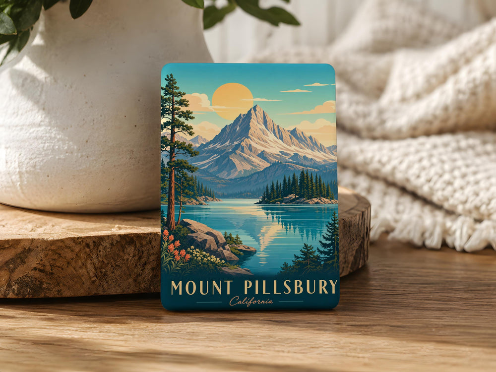 Mount Pillsbury Fridge Magnet, Mountain Peak Souvenir Magnet, Outdoor Adventure Travel Keepsake, Hiking Nature Decor Gift