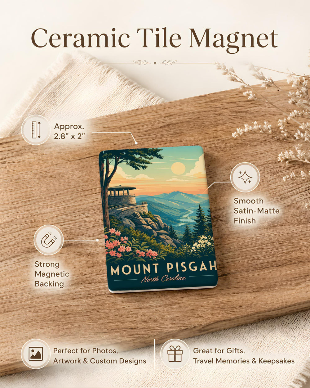 Mount Pisgah NC Fridge Magnet, Blue Ridge Mountains North Carolina Souvenir, Scenic Mountain Travel Keepsake Magnet