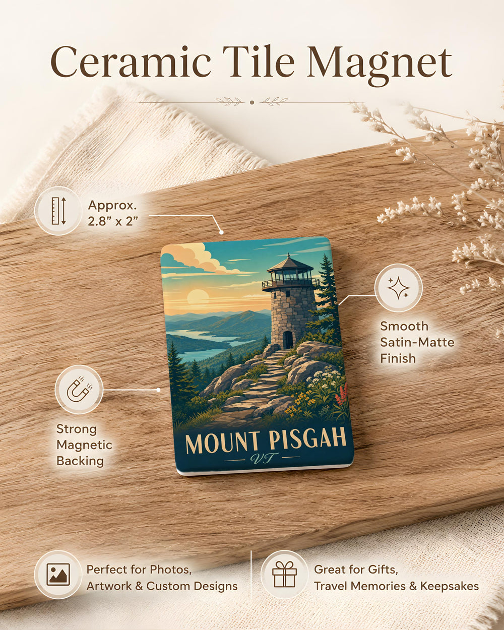 Mount Pisgah Vermont Fridge Magnet, VT Mountain Souvenir Magnet, Mount Pisgah VT Travel Keepsake, Vermont Hiking Gift