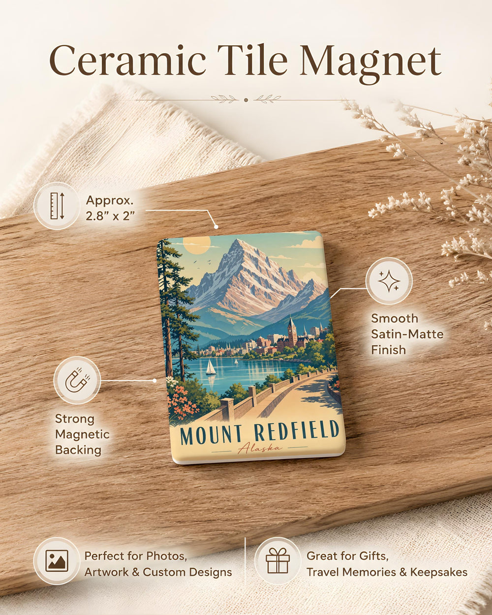 Mount Redfield Fridge Magnet, California Sierra Nevada Mountain Peak Souvenir Magnet, Hiking Climbing Outdoor Adventure Gift