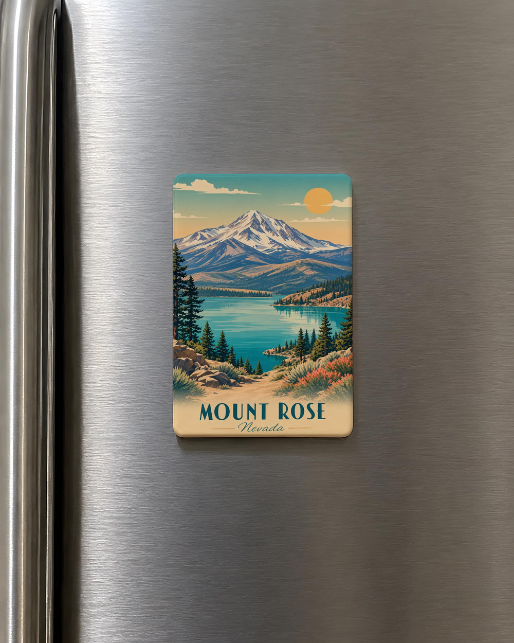 Mount Rose Fridge Magnet, Mount Rose Peak Souvenir Magnet, Mountain Summit Travel Keepsake, Hiking and Nature Refrigerator Magnet