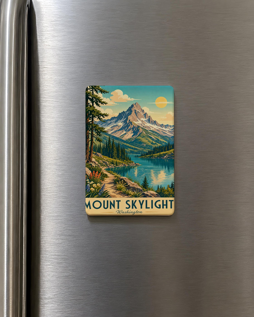 Mount Skylight Fridge Magnet, Mountain Skylight Scene Souvenir Magnet, Nature Travel Keepsake Refrigerator Magnet