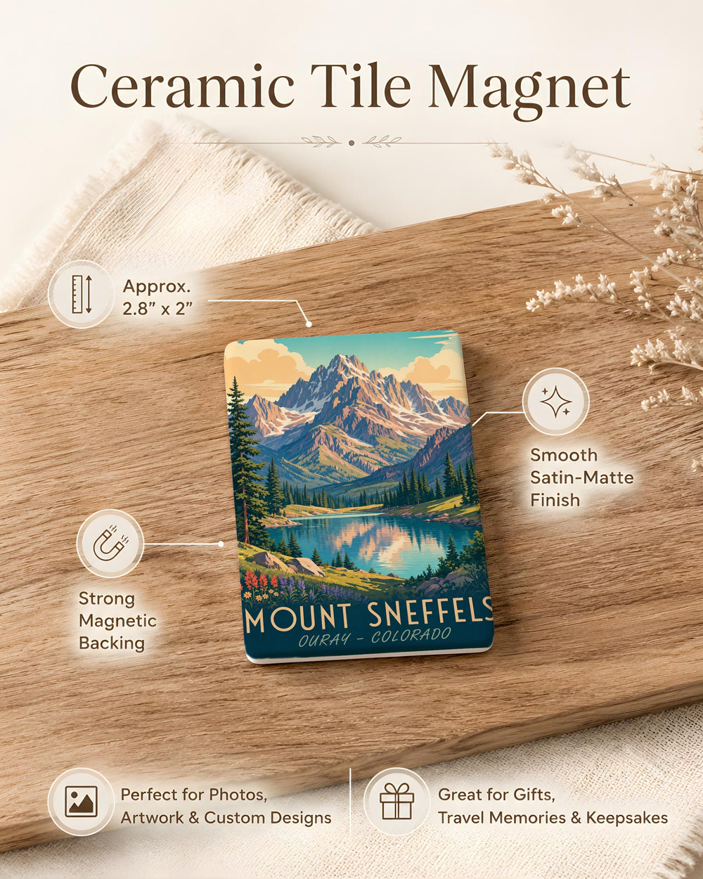 Mount Sneffels Fridge Magnet, Colorado Mountain Peak Souvenir Magnet, San Juan Mountains Travel Keepsake Gift