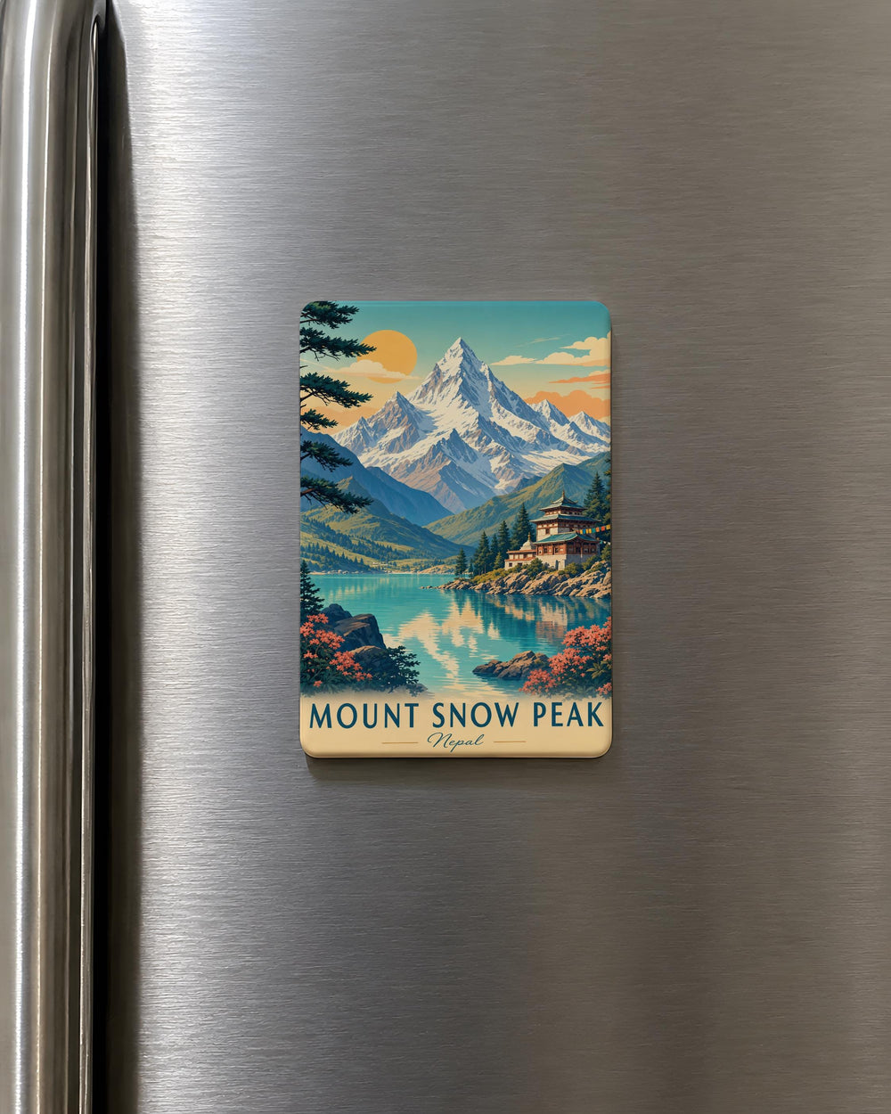 Mount Snow Peak Fridge Magnet, Mountain Summit Landscape Souvenir Magnet, Outdoor Adventure Travel Keepsake Gift