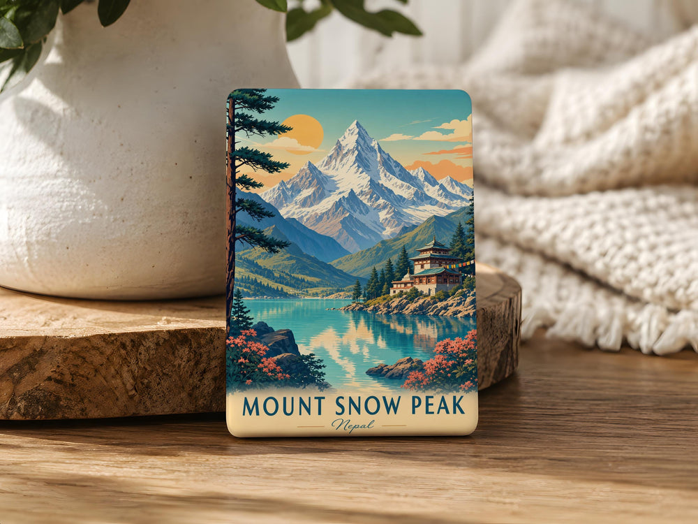 Mount Snow Peak Fridge Magnet, Mountain Summit Landscape Souvenir Magnet, Outdoor Adventure Travel Keepsake Gift