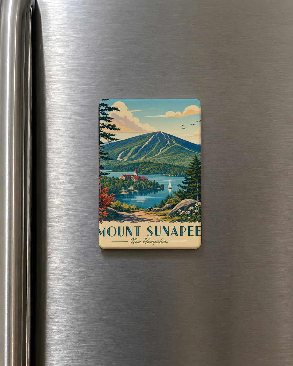Mount Sunapee Fridge Magnet, New Hampshire Mountain Souvenir, Lake Sunapee Travel Keepsake Magnet, Ski Resort Gift