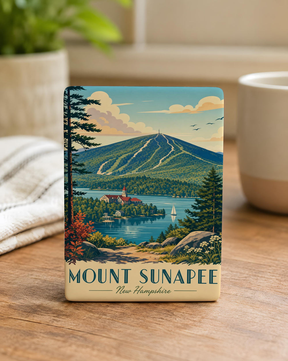 Mount Sunapee Fridge Magnet, New Hampshire Mountain Souvenir, Lake Sunapee Travel Keepsake Magnet, Ski Resort Gift